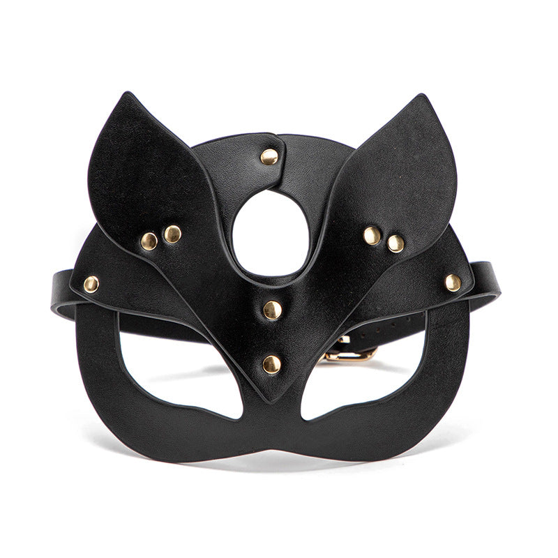 Bunny Leather Mask Mask Color: black, red, black + red, black fox