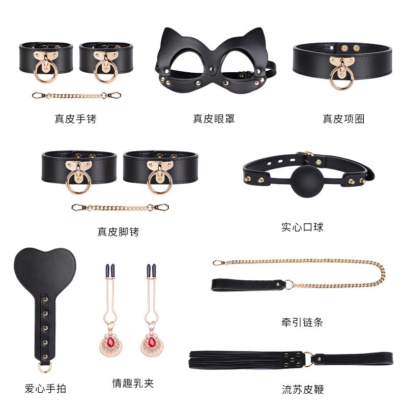 SM Xiangyun Printing Six-Piece Set Including: eye mask, hand pat, handcuffs, foot cuffs, mouth balls, collar traction