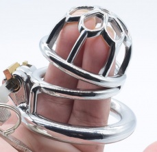 FAAK - Chastity lock with urethra tube 45mm - Silver