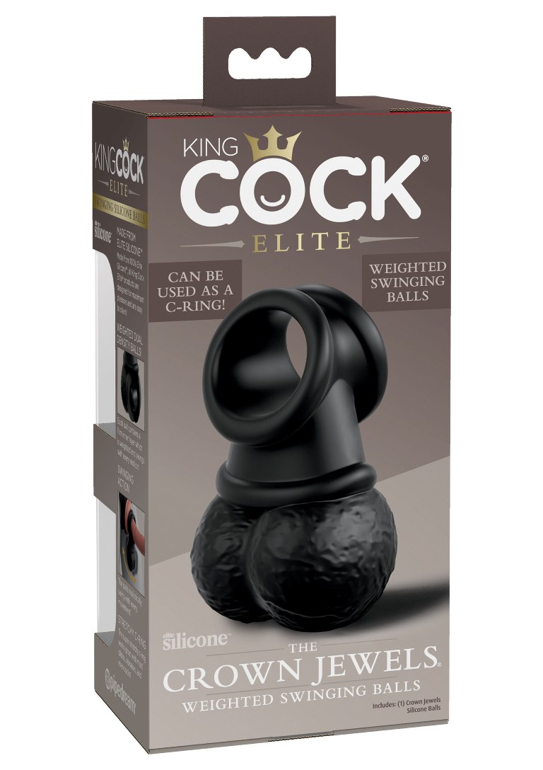 King Cock - Crown Jewels 仿真配重睪丸 - 黑色 照片-8